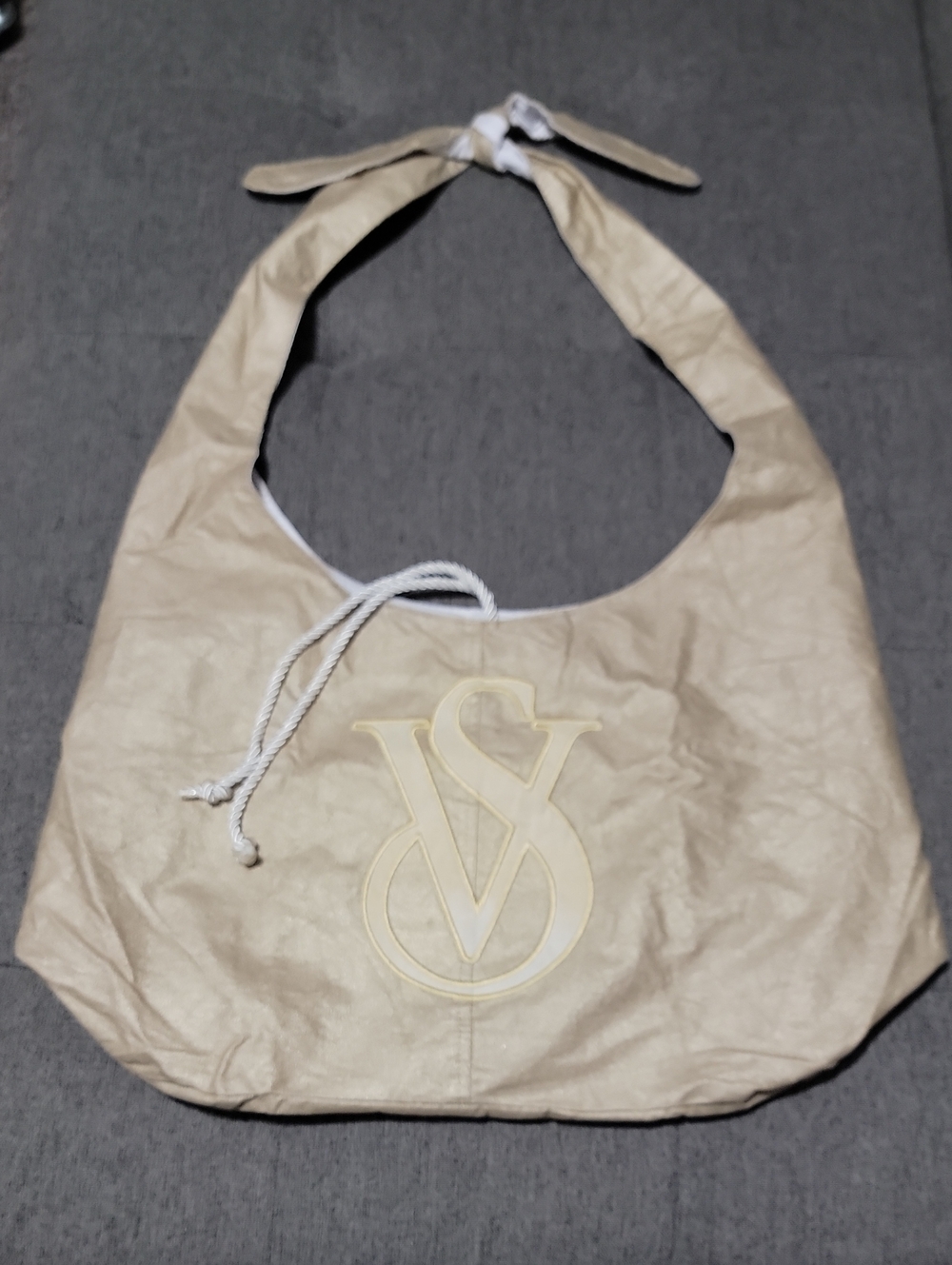VTG 2012 Victoria's Secret Gold Monogram Canvas Hobo Travel Bag New